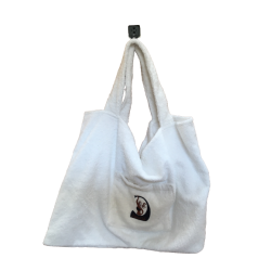 Frottír szauna táska fehér színben hímzett Szauna Club logóval